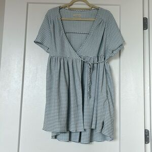 Blue and white wrap sundress